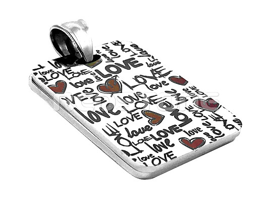 Oceľový prívesok love s textom